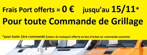 Frais de Port offert sur votre commande de grillage jusqu'aux 15 novembre 2018